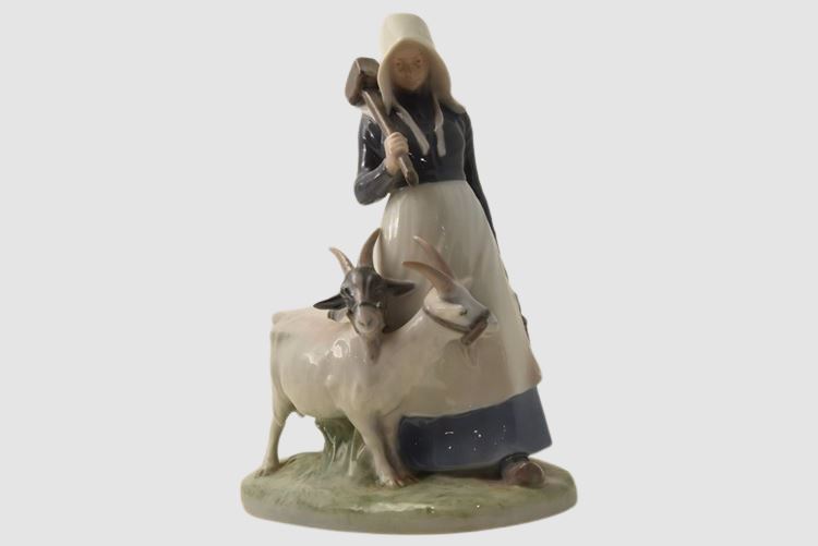 Royal Copenhagen Figurine, Girl with Goats