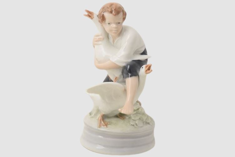 Royal Copenhagen Porcelain Figure 2139 Boy Goose Thief