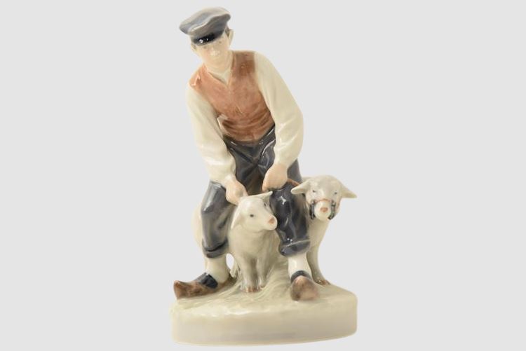 Royal Copenhagen Danish Porcelain Figurine Unique Piece Shepherd with Two Sheep