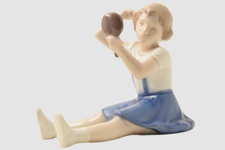 Bing and Grondahl Porcelain Figurine Girl with Mirror