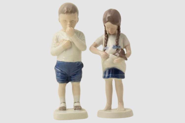 Figurine of a Boy from Bing & Grondahl / Girl With Cat Kitten