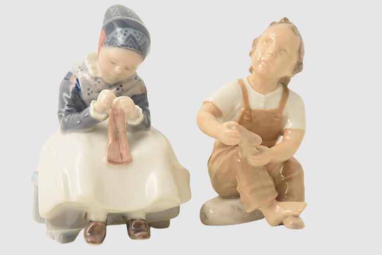 Bing & Grondahl Figurine of Help me mother Sewing Woman, Royal Copenhagen