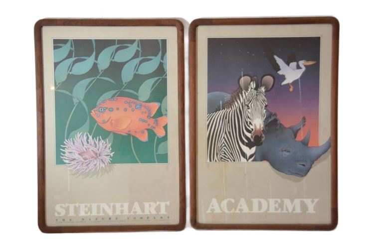 Pair STEINHART ACADEMY Wildlife Posters Framed