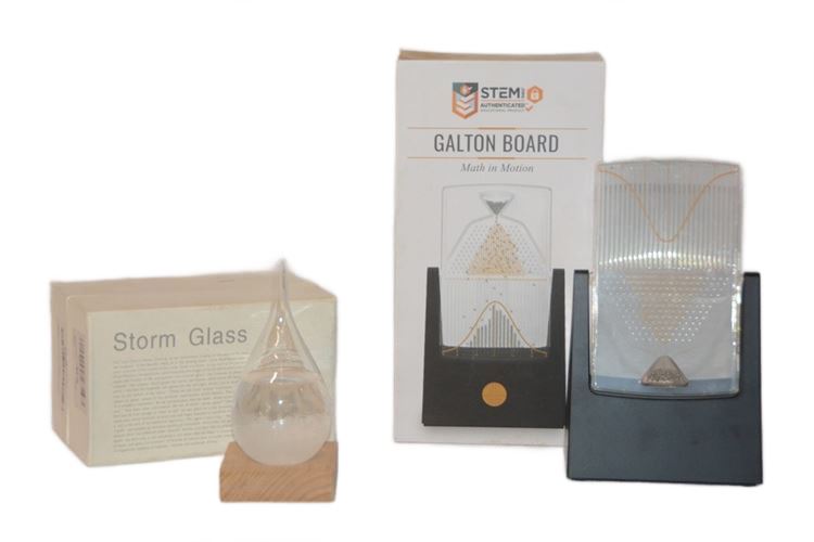 Galton Board and Enkrio Storm Glass Weather Predictor Weather Station