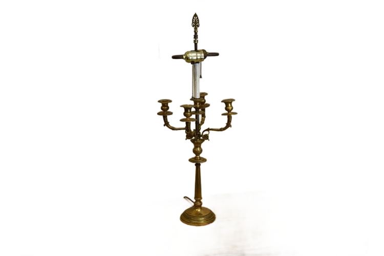 Vintage Brass Candelabra Mounted as a Table Lamp