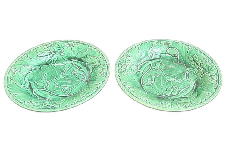 Pair French Majolica Plates