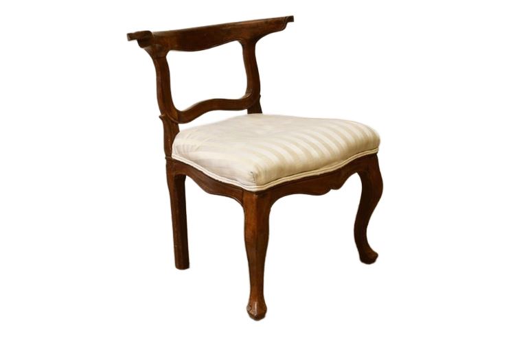 Italian Mahogany Low Back Chair With Upholstered Seat