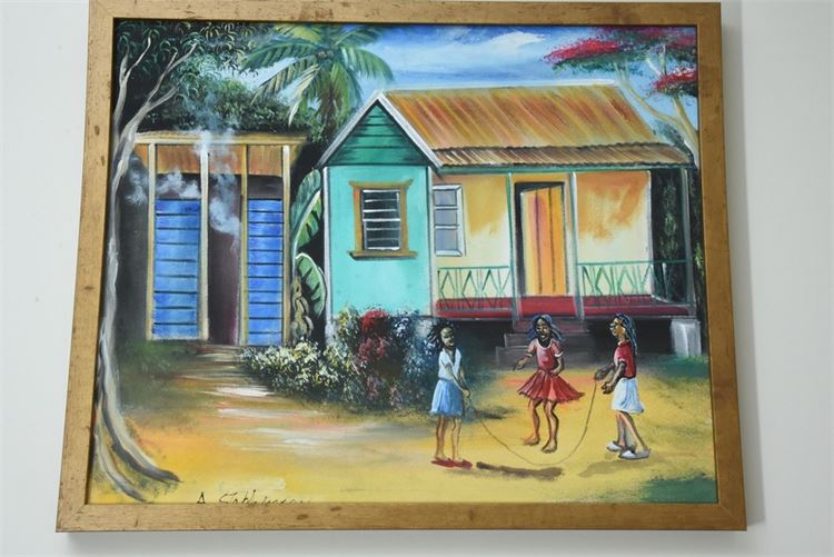 Framed and Signed Jamaican / Hattian Artwork