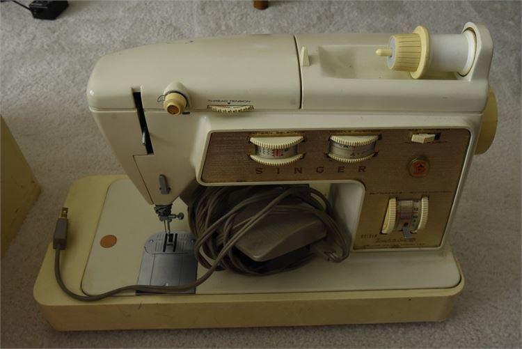 Old Touch and Sew Singer Sewing Machine and  Accessories Box