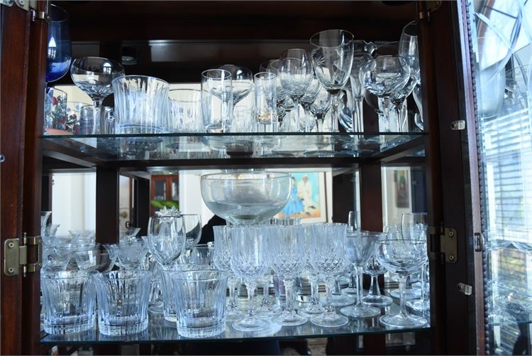 Large Group Glass Stemware and Drinking Glasses
