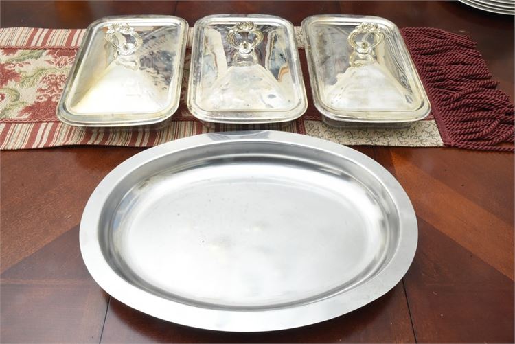 Three (3) Casserole Chafing Set Buffet and Serving Tray