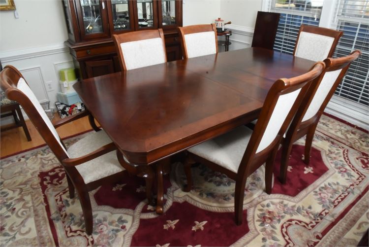 Dining Table and Six (6) Upholstered Chairs