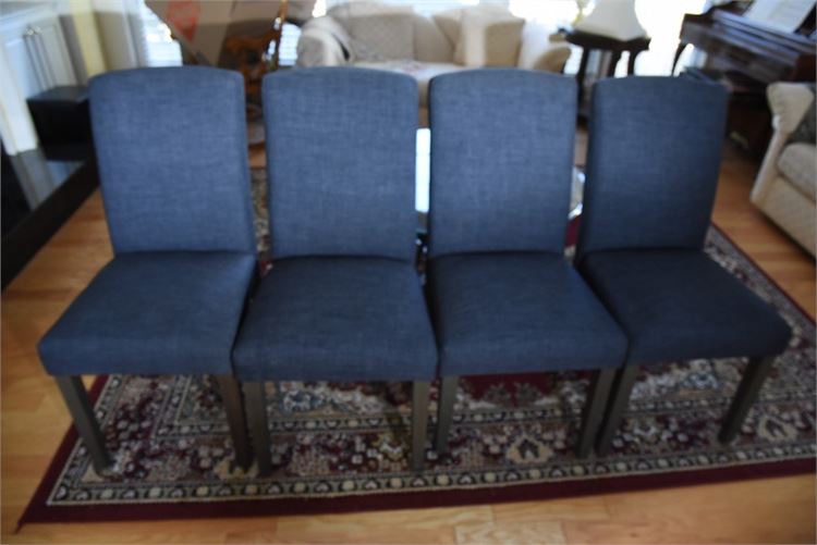 Four (4) Blue Upholstered Dining Chairs