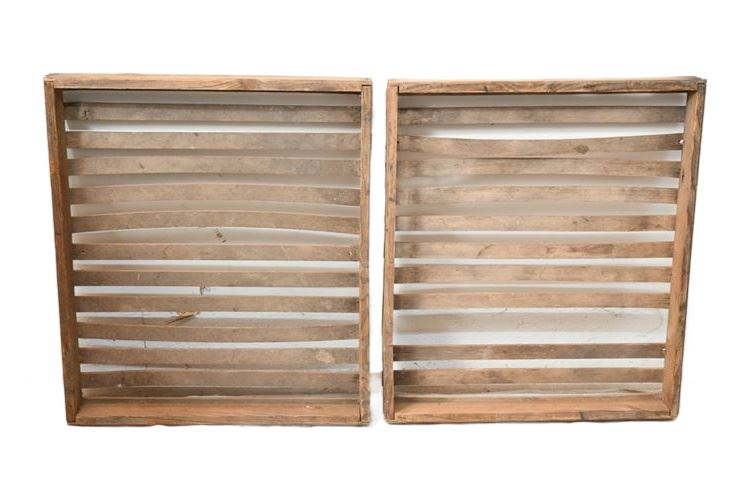 Two wooden Slat Bottom Sifting Trays