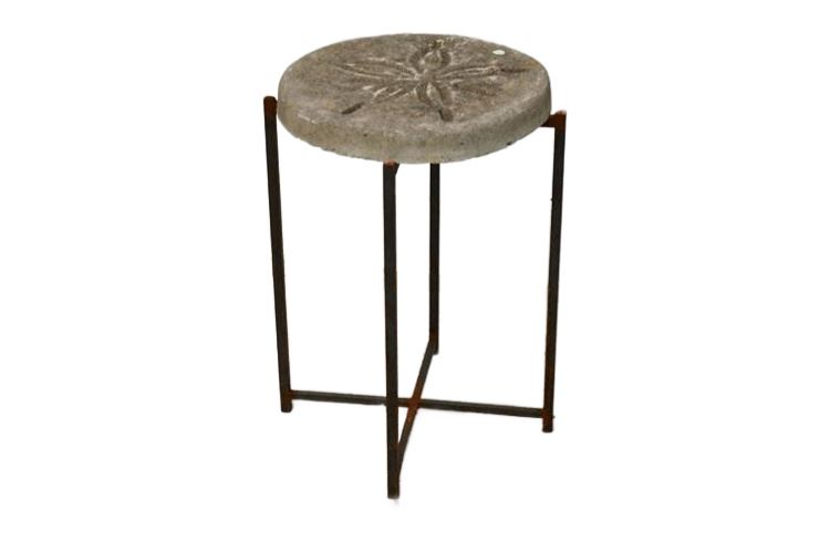 Concrete Top Metal Base End Table / Plant Stand