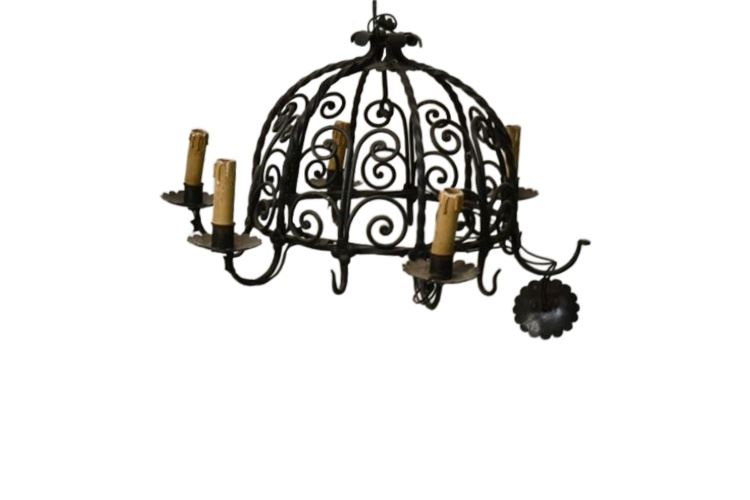 French 1920's Wrought Iron Chandelier