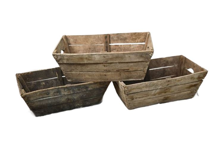 Three (3) Vintage Wooden Crates