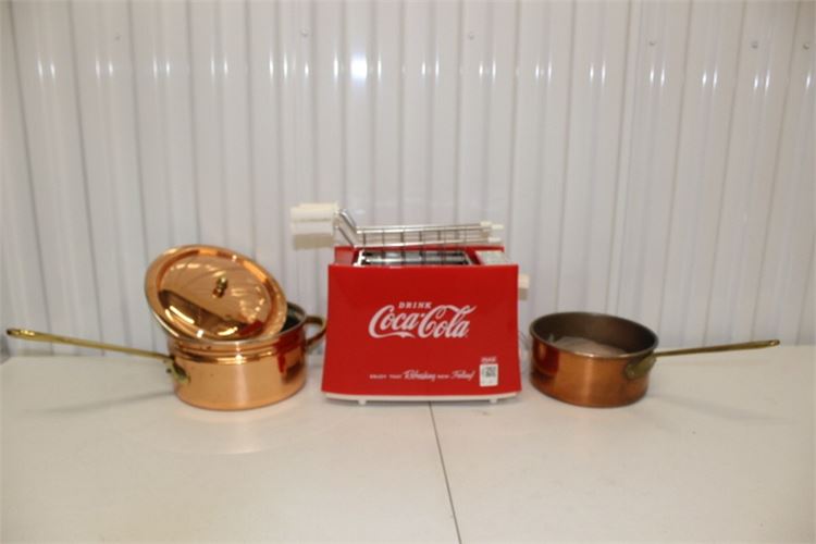Vintage COCA COLA Grilled Cheese Maker and Copper Pots