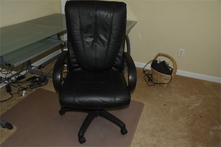 Leather Desk Chair and Floor Mat