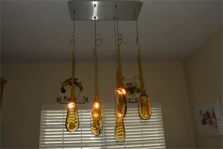 Modern Dripped Art Glass Light Fixture