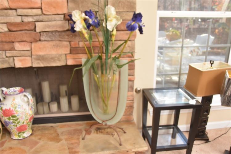 Modern Metal and Frosted Glass Vase