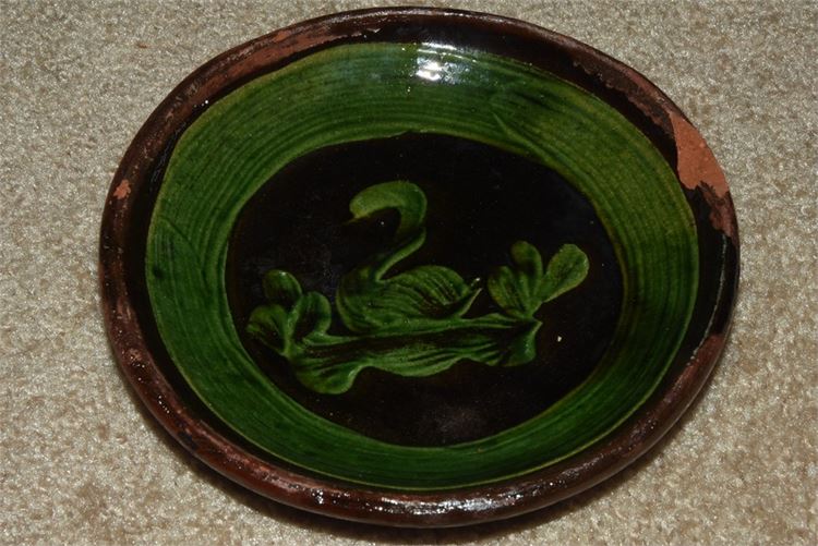 Vintage Patamban Michoacan Green Swan Bowl