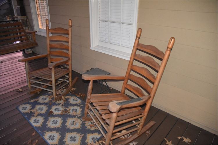 Two (2) Vintage Ladder back Rocking Chairs