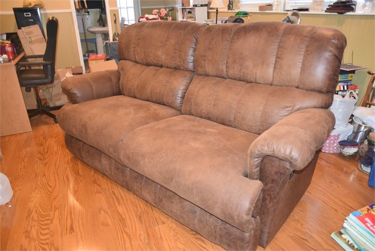 La-Z-Boy Rolled Arm Leather Reclining Loveseat