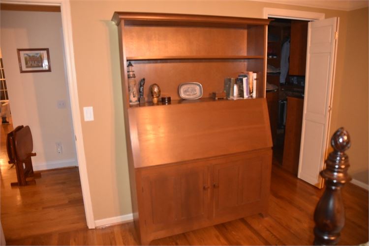 Solid Cherry Wood Vintage Slant Front Secretary Bookcase