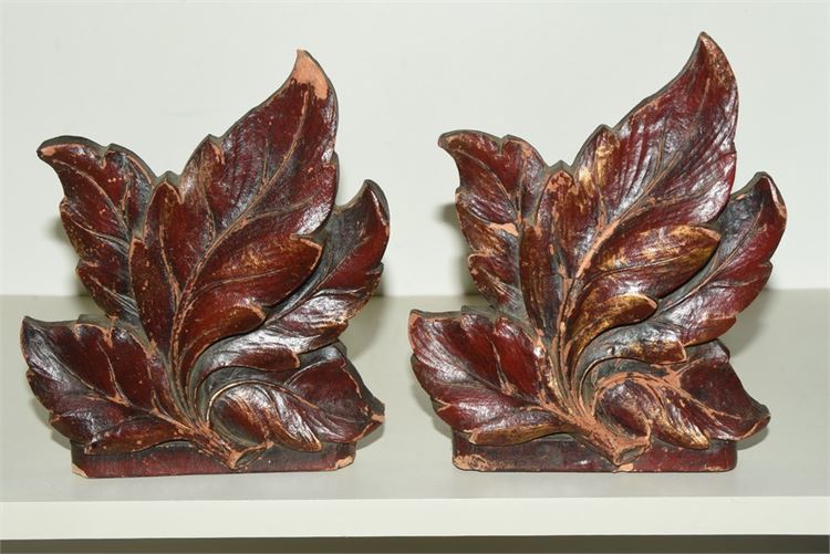 Vintage Ethan Allen Bronze Leaf Form Bookends