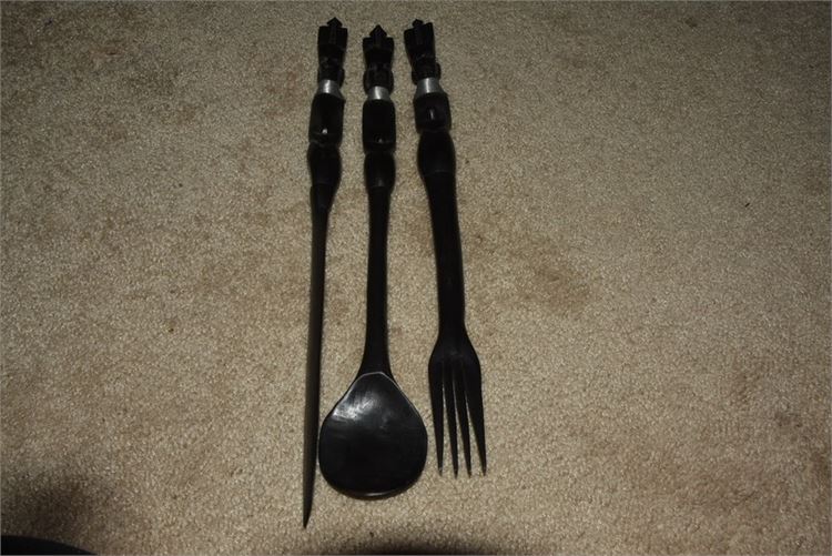 Trio Of Tribal Carved Utensils