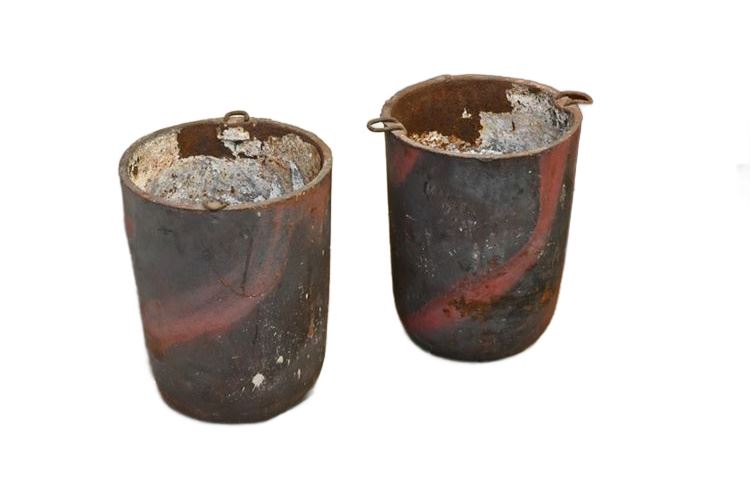 Pair Cast Iron Smelting Pots