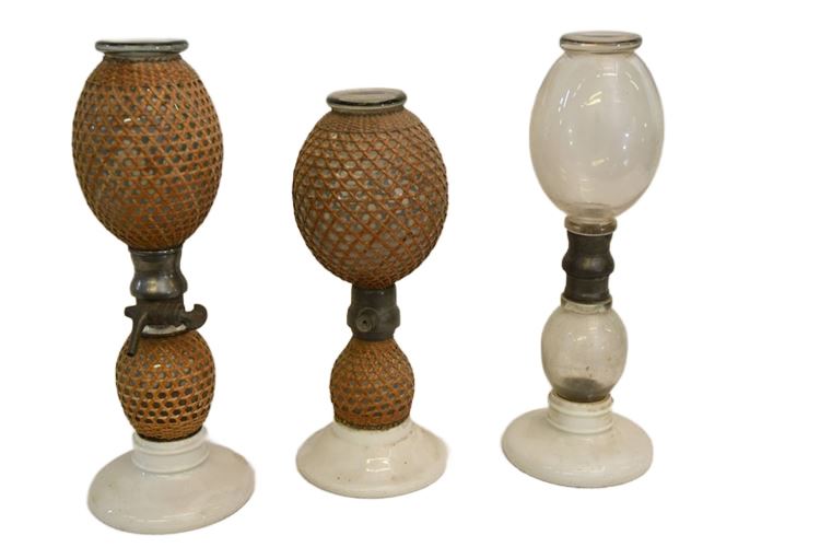 Three (3) 19th Century Antique French 'Briet Brevete' Seltzer Bottle Lamps