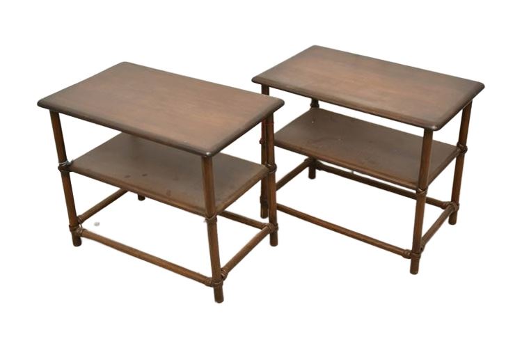 Pair Vintage Tiered End Tables