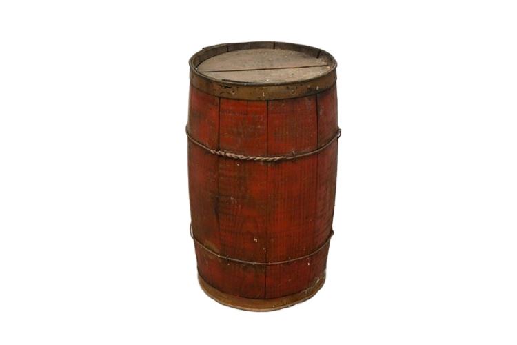Vintage Red Painted Barrell