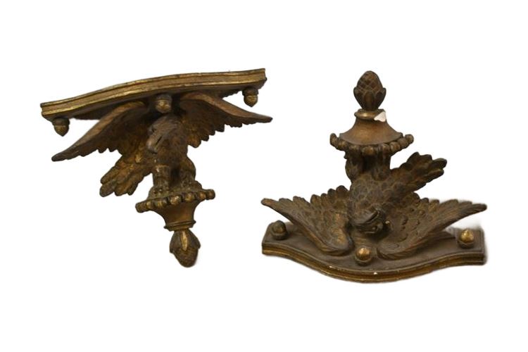 Pair Antique Eagle Form Wall Brackets