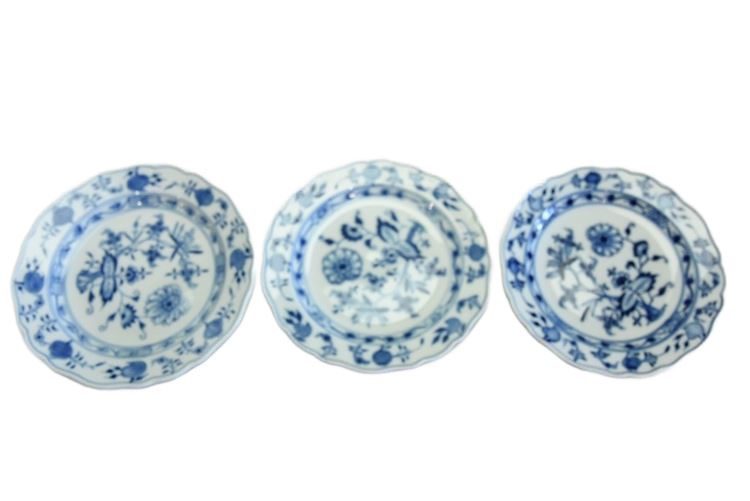 Three (3) Blue and White Meissen Porcelain Plates