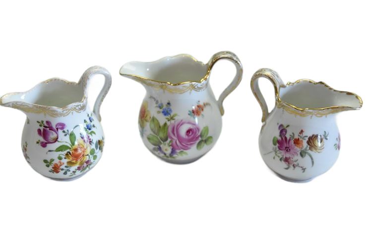 Three (3) Meissen Porcelain Pitchers