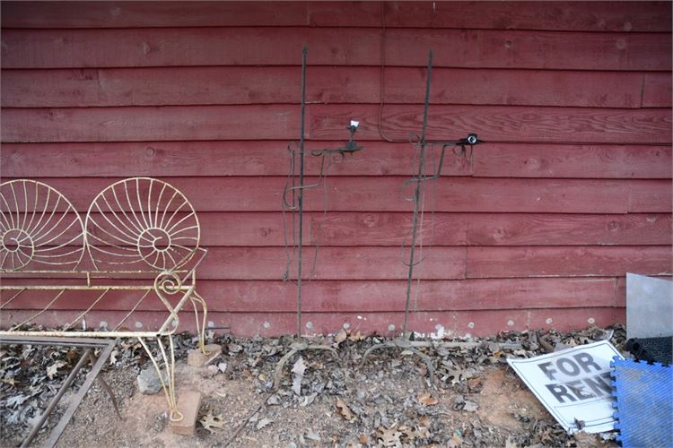 Pair Standing Scrolled Metal Floor Lamps