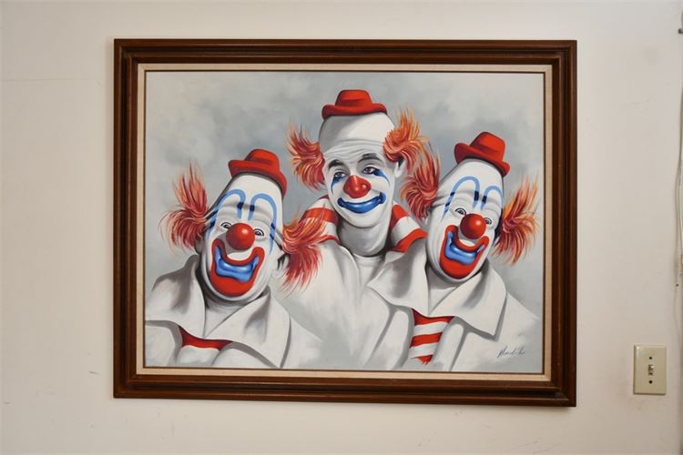 Framed Portrait Of Three Clowns