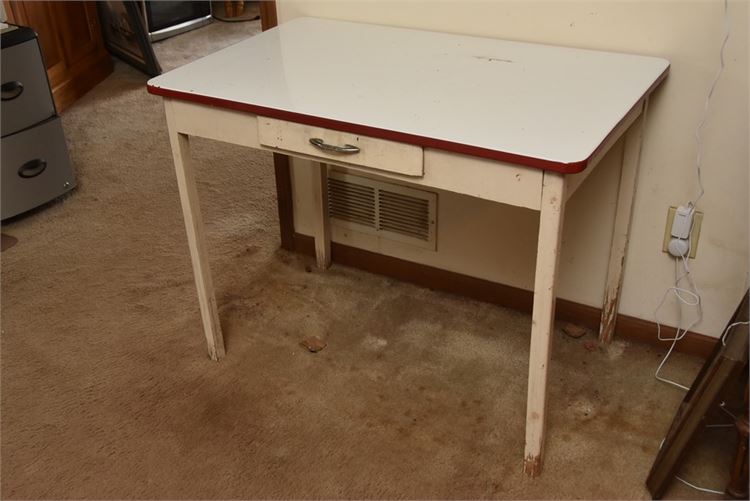 Vintage White Painted One Drawer Table