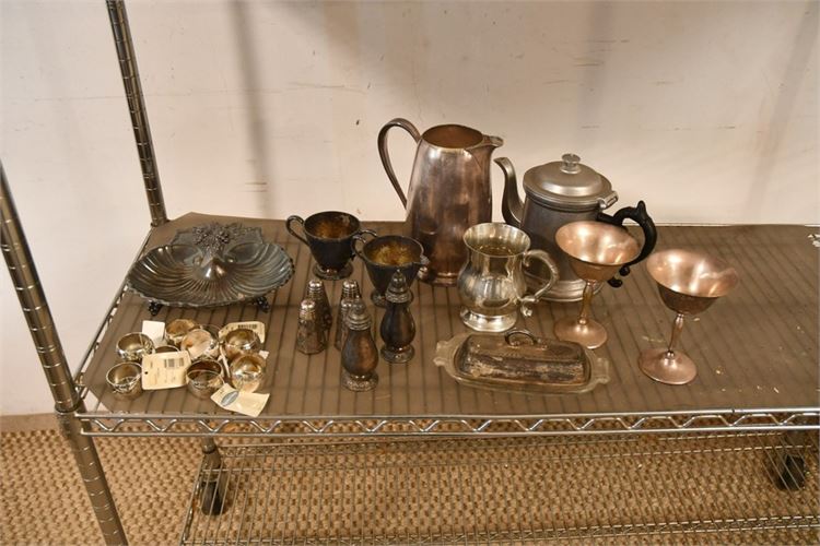 Group Table Top Items Possibly Silverplate