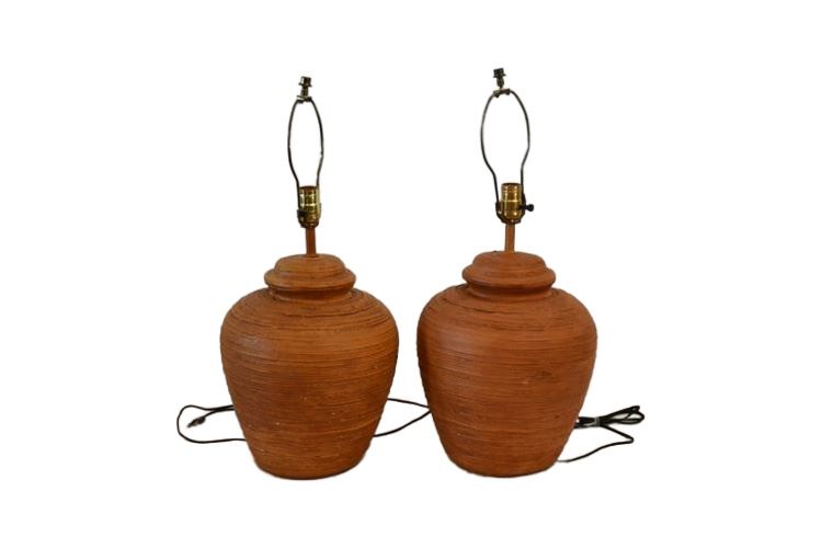 Pair Pottery Lamps