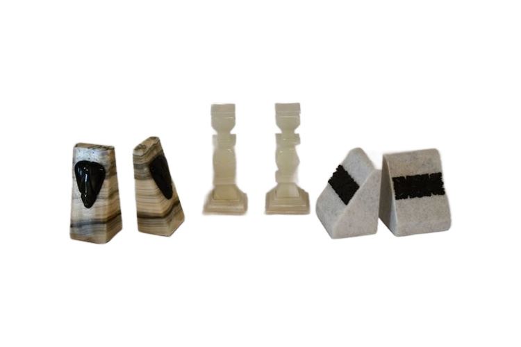 Group Stone Bookends and Candlesticks