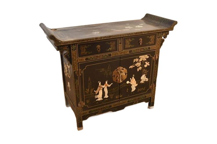 Black Lacquer Inlaid Chinese Altar Cabinet