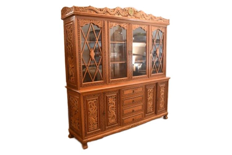 Carved Asian China Cabinet