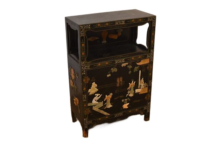 Chinese Inlaid Black Lacquer Cabinet