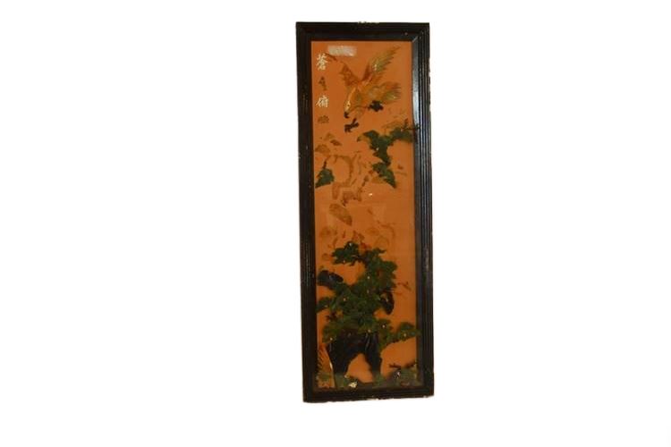 Framed Asian Carved Stone Wall Hangings