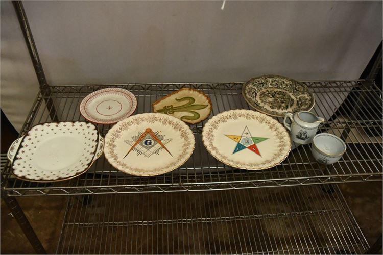 Masonic Memorabilia and Various Dishes