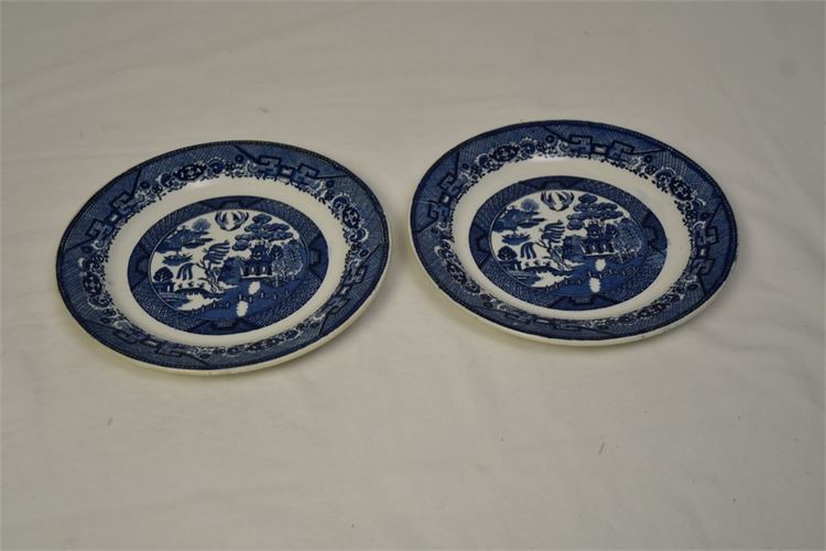 Pair Vintage Blue and White Plates